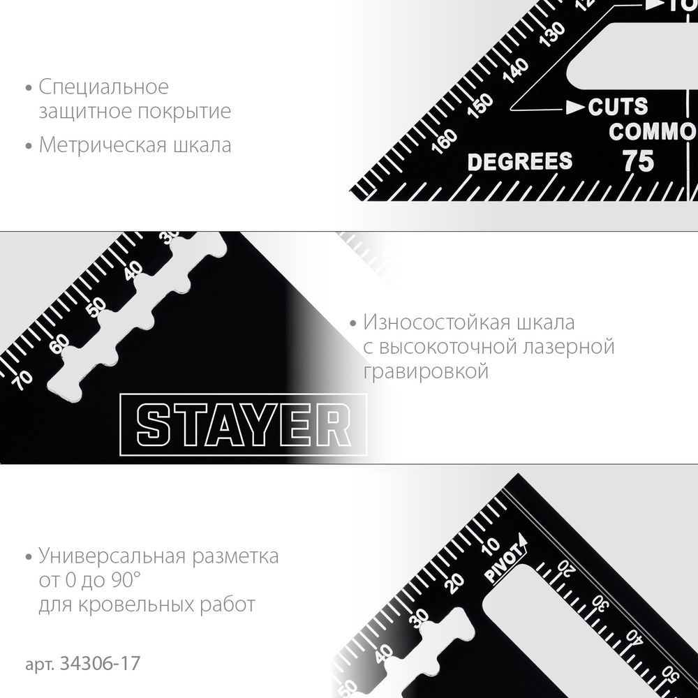 Угольник кровельный универсальный 5-в-1 170 мм Professional STAYER 34306-17
