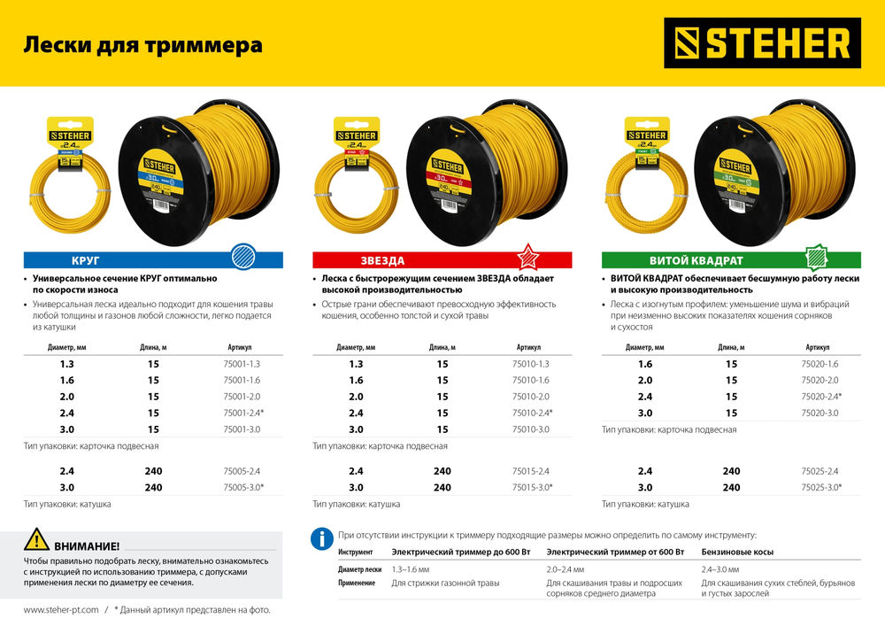 Леска для триммера КРУГ STEHER 2.0 мм 15 м 75001-2.0  