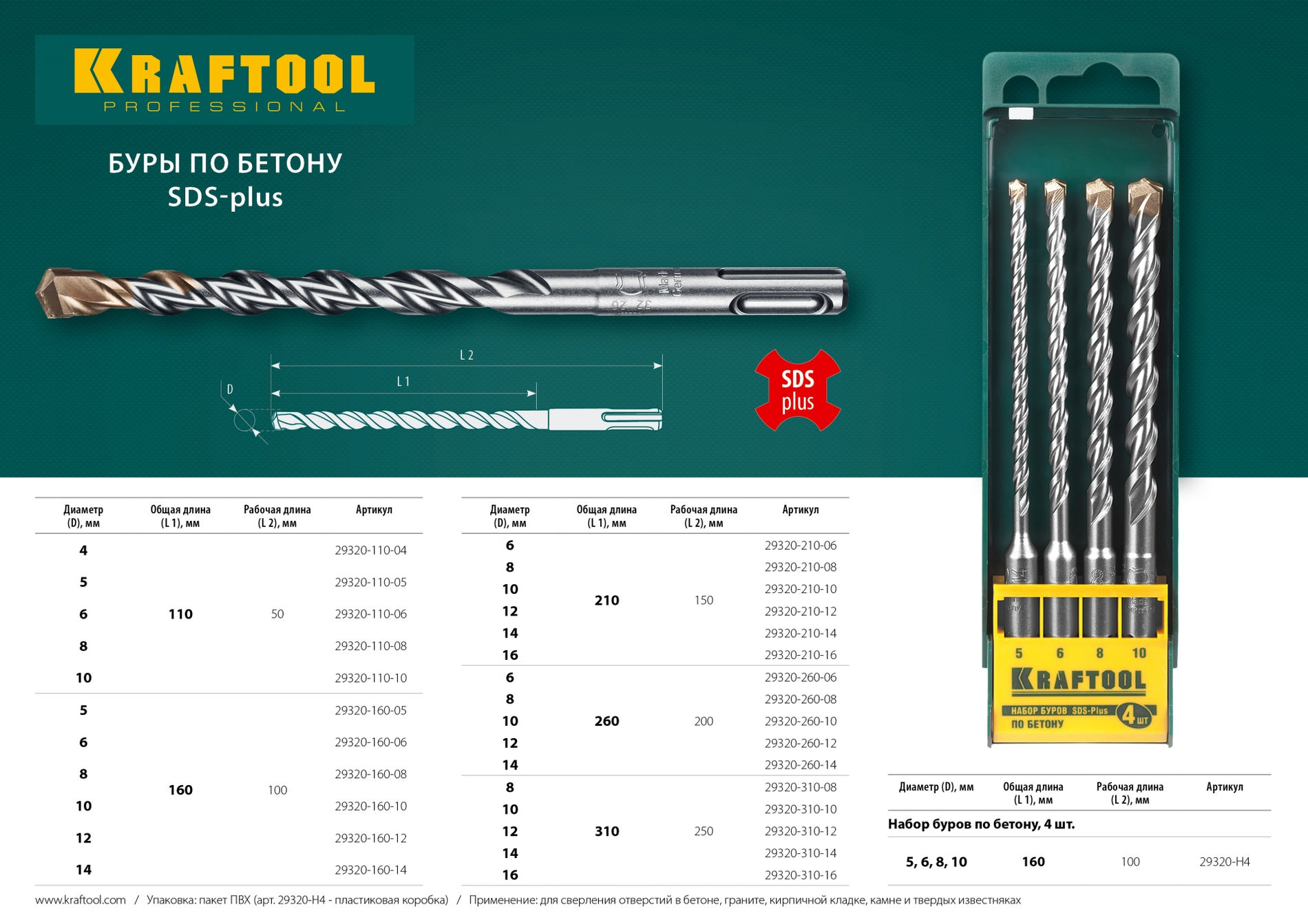 KRAFTOOL Expert, 10 х 160 мм, SDS-plus бур (29320-160-10_z01)