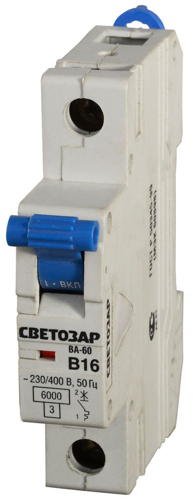 Автоматический выключатель ВА-60, 1P, 63А, B, 6кА СВЕТОЗАР SV-49051-63-B