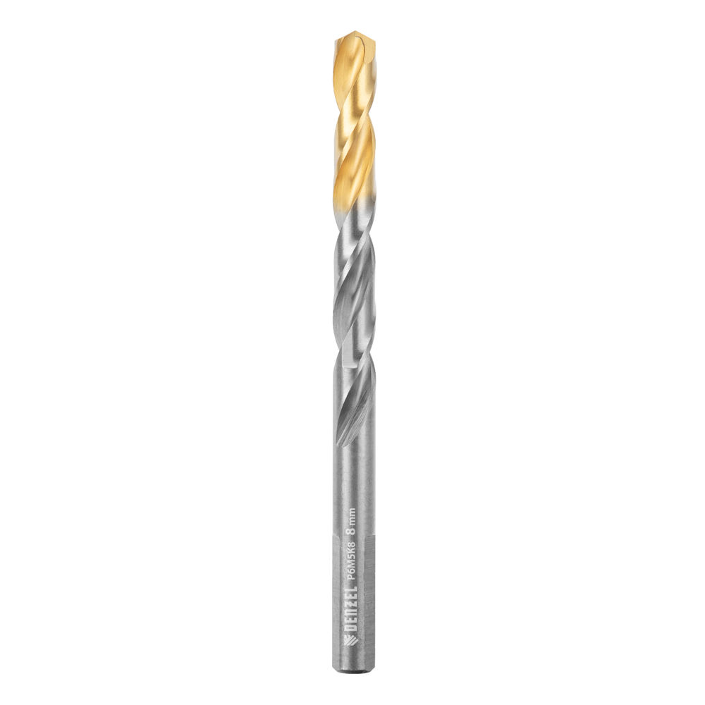 Набор сверл по металлу, 2-8мм, Р6М5К8-TiN, Golden Tip, 6 шт Denzel (723004)