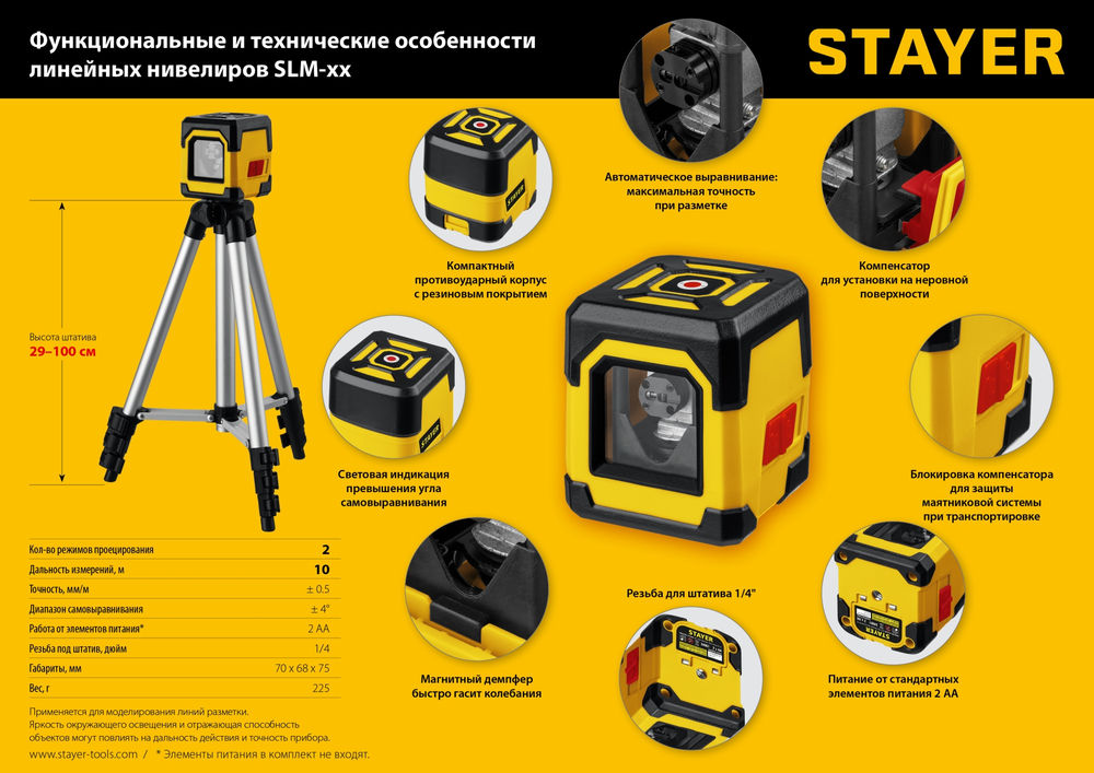 Лазерный нивелир 10 м Professional STAYER 34961-1