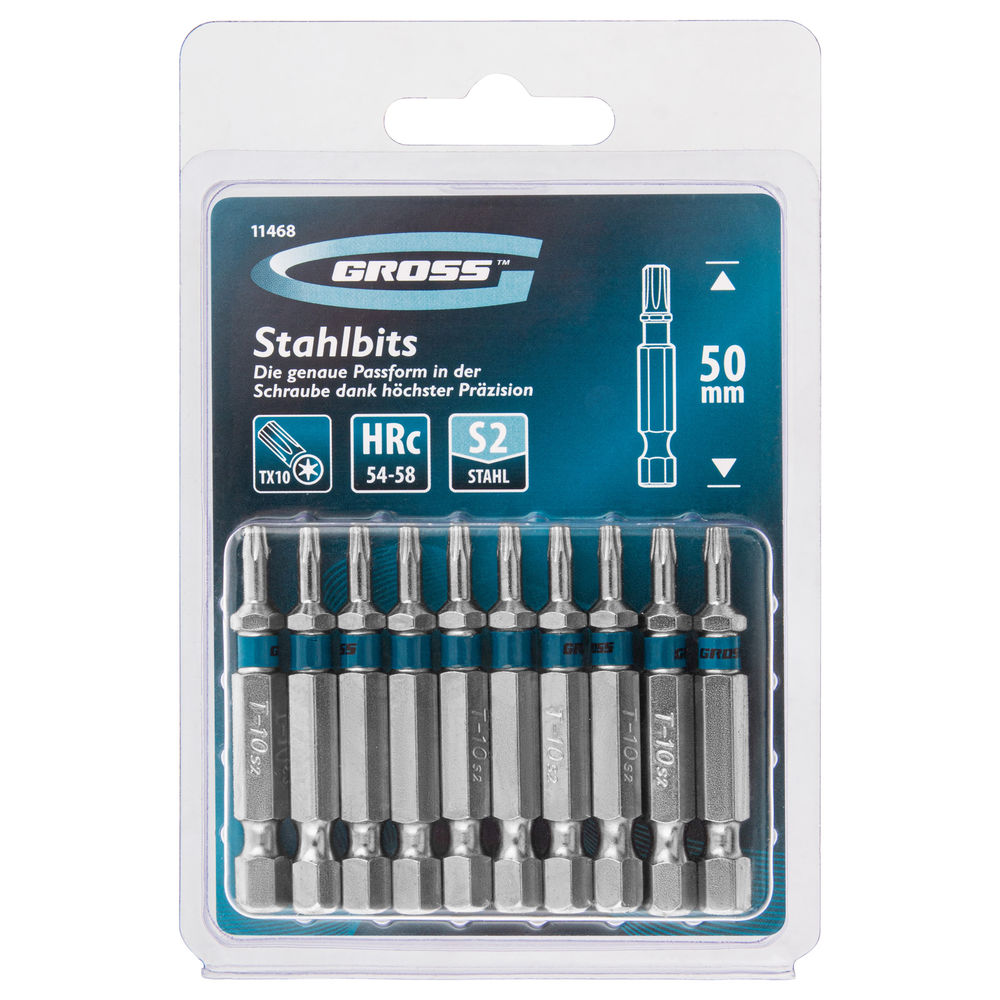 Бита Torx 10 х 50, сталь S2, 10 шт. Gross (11468)