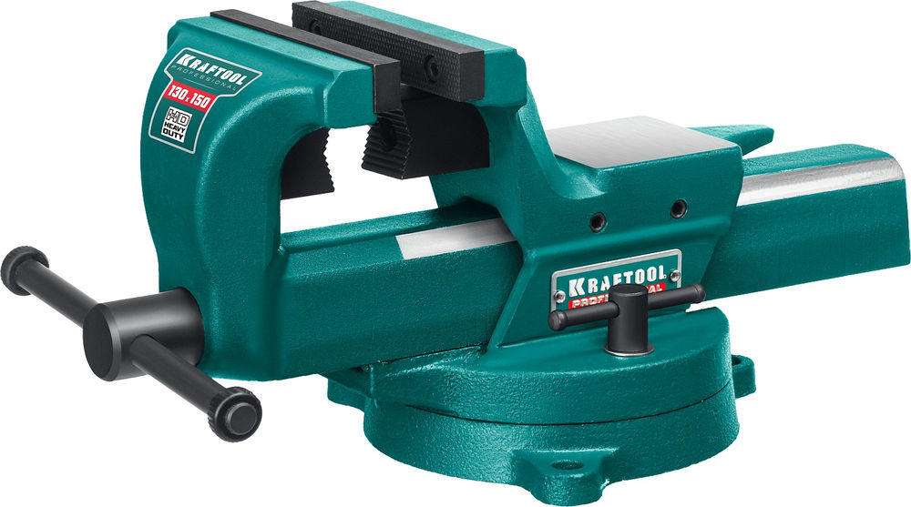 Кованые стальные тиски FORGE--130/150, с регулировкой компенсации люфта KRAFTOOL 32700-150