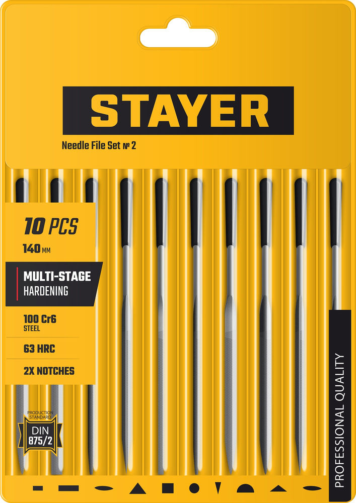 Набор надфилей 140 мм, 10 предм. Professional STAYER 16011-H10