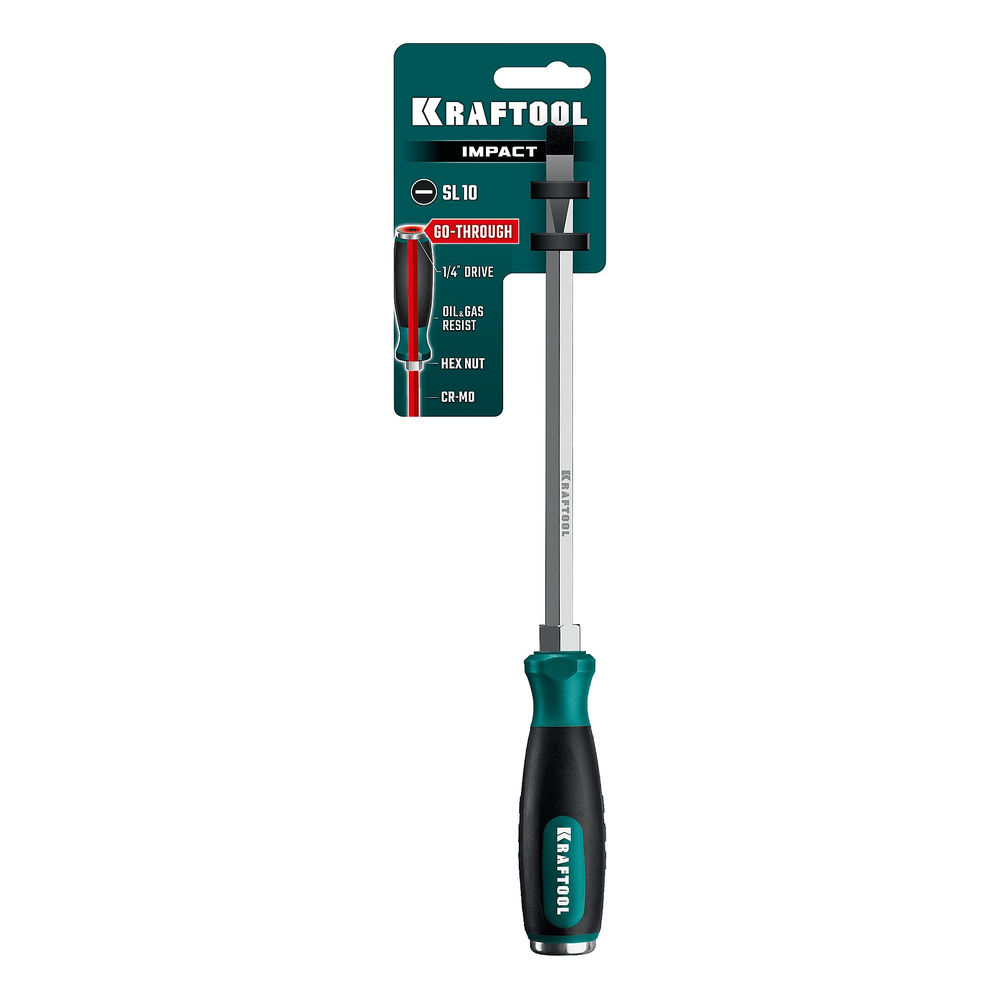 Отвертка ударная SL 10, сквозной стержень Cr-Mo IMPACT KRAFTOOL 250033-10