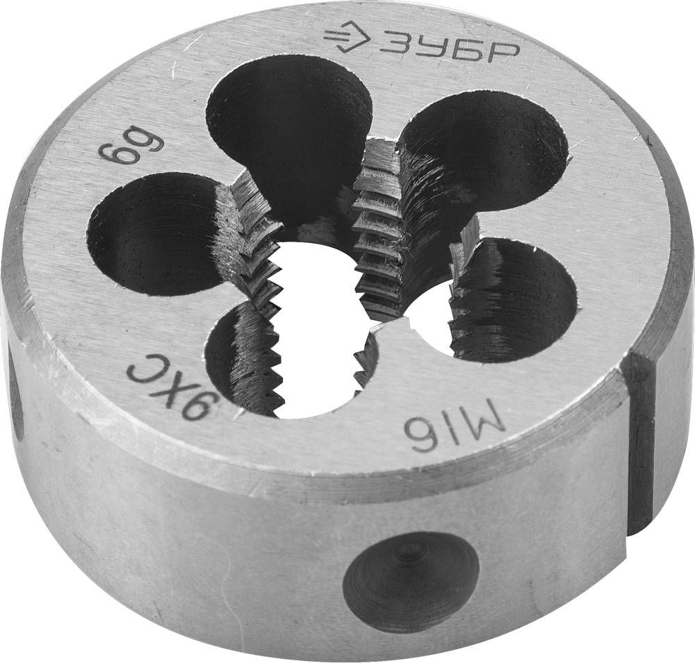 Плашка круглая ручная сталь 9ХС ЗУБР М16 x 2.0 мм 4-28022-16-2.0