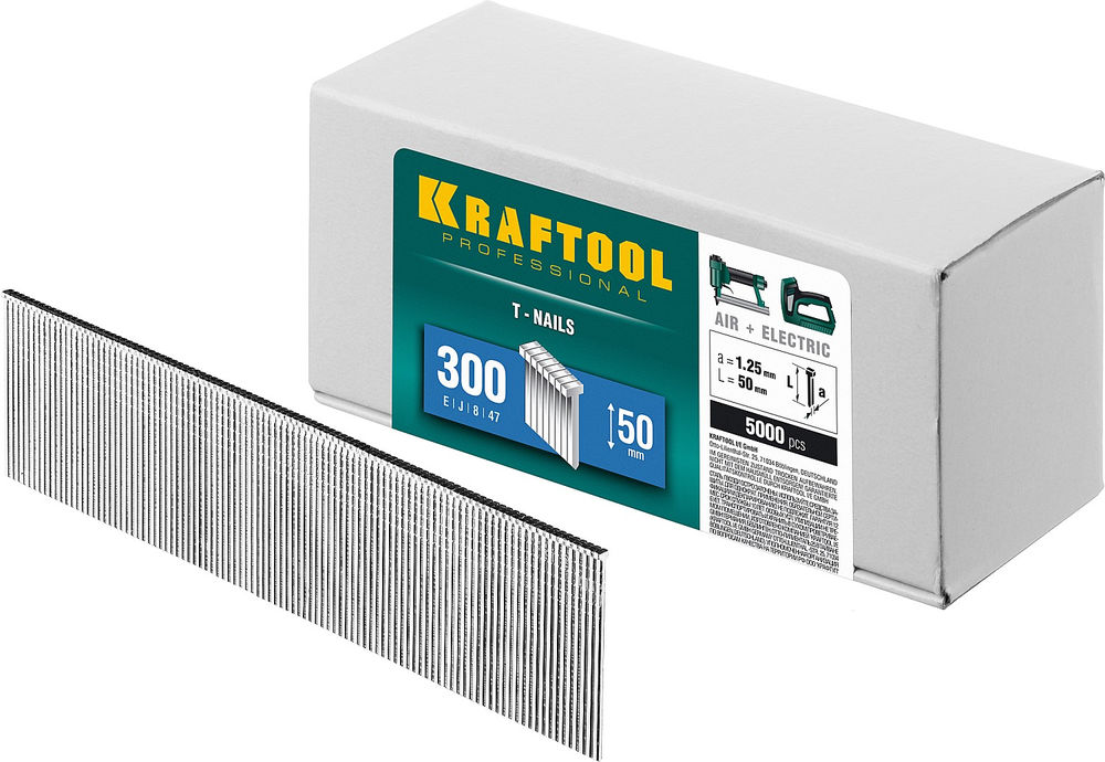 Гвозди тип 300 (47/J/F), 50 мм, калибр 18GA, 5000 шт KRAFTOOL 31785-50