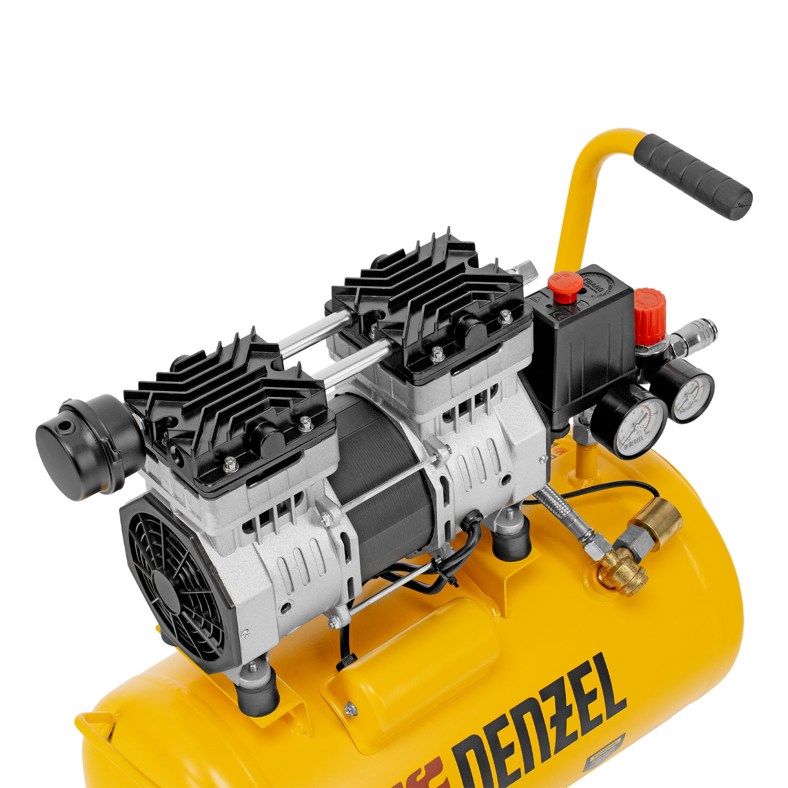Компрессор DLS950/24 безмаслянный малошумный 950 Вт, 165 л/мин, ресивер 24 л Denzel (58026)