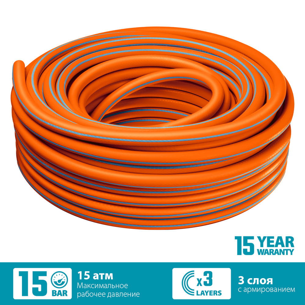 Поливочный шланг FLEX 3, 1, 25 м, 15 атм, из термоэластопласта, трёхслойный, армированный, гибкий, PROLine GRINDA 429008-1-25