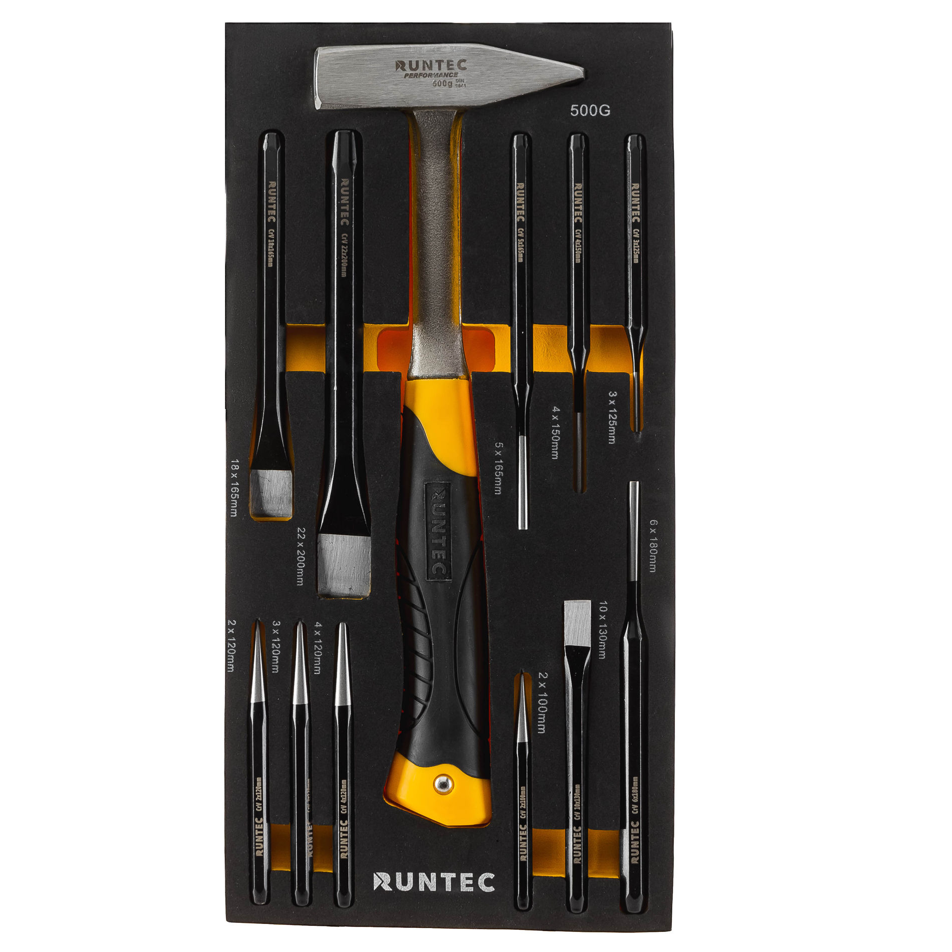Набор ударно-рычажного инструмента в ложементе EVA, 12 предметов RUNTEC RT-PC1E12F