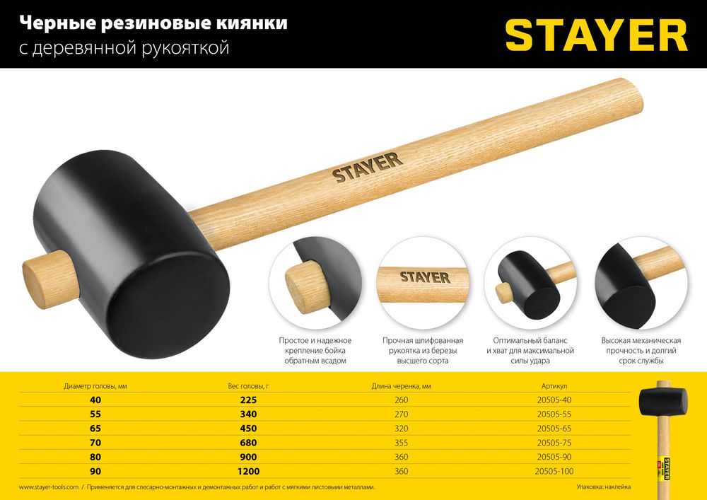 Киянка резиновая чёрная 680 г STAYER 20505-75