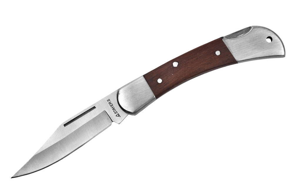 Нож складной 82 мм средний с деревянными вставками Professional STAYER 47620-1