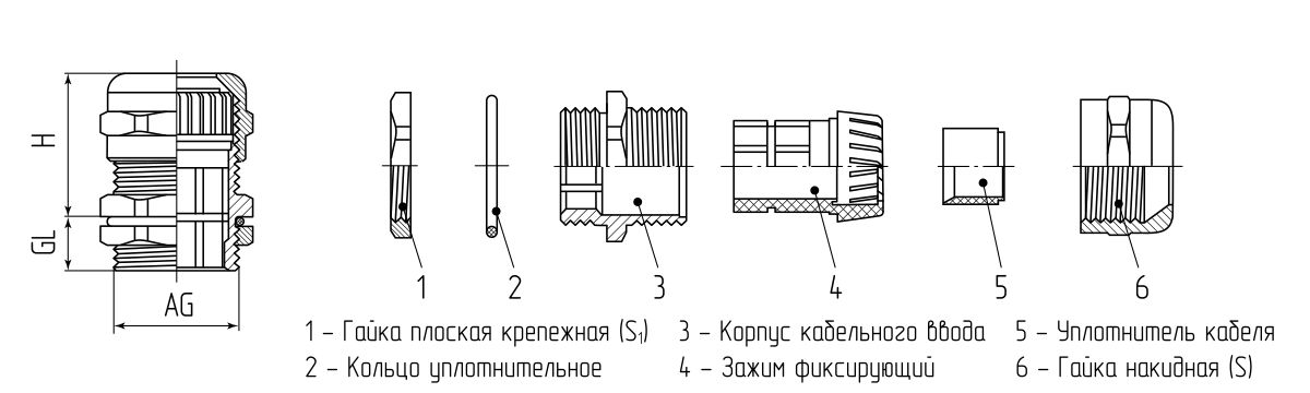Ввод кабельный латунный МGM 8 (2-5 мм) (Fortisflex) (87971)