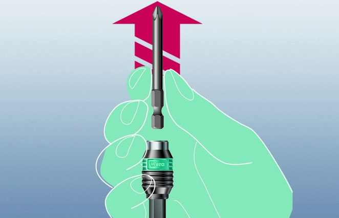 Битодержатель быстросъёмный 100 мм 1/4 E6.3 c магнитом Rapidaptor серия 889/4 R Wera WE-052504