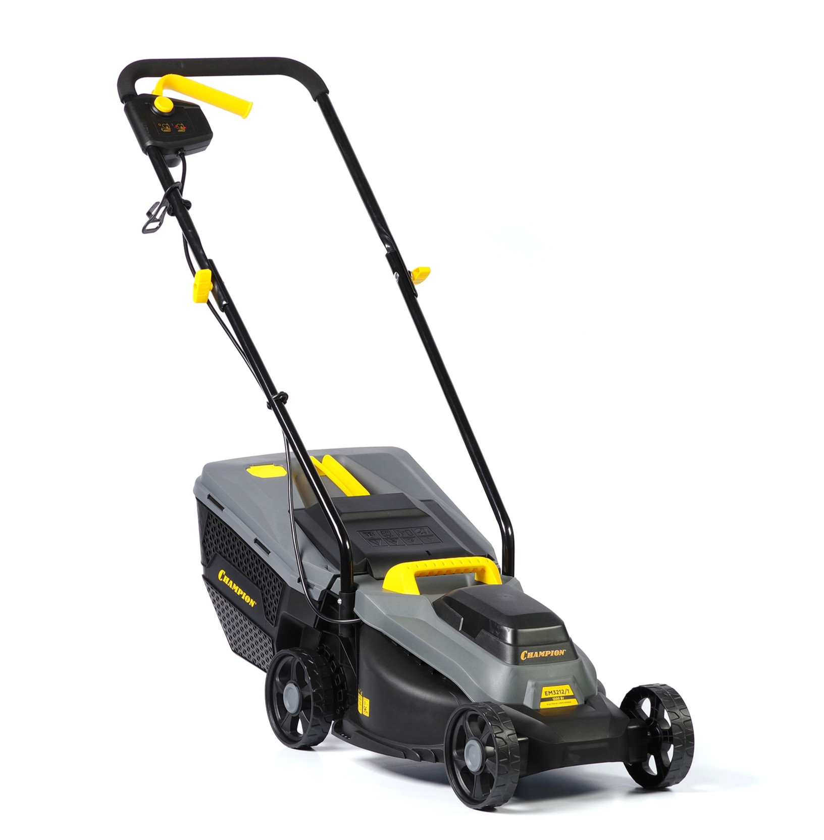 Газонокосилка эл. CHAMPION EM3212/1 (1,2 кВт пласт.травосб. 30л ширина 320мм 30-70мм, 7,1кг) (EM3212/1)