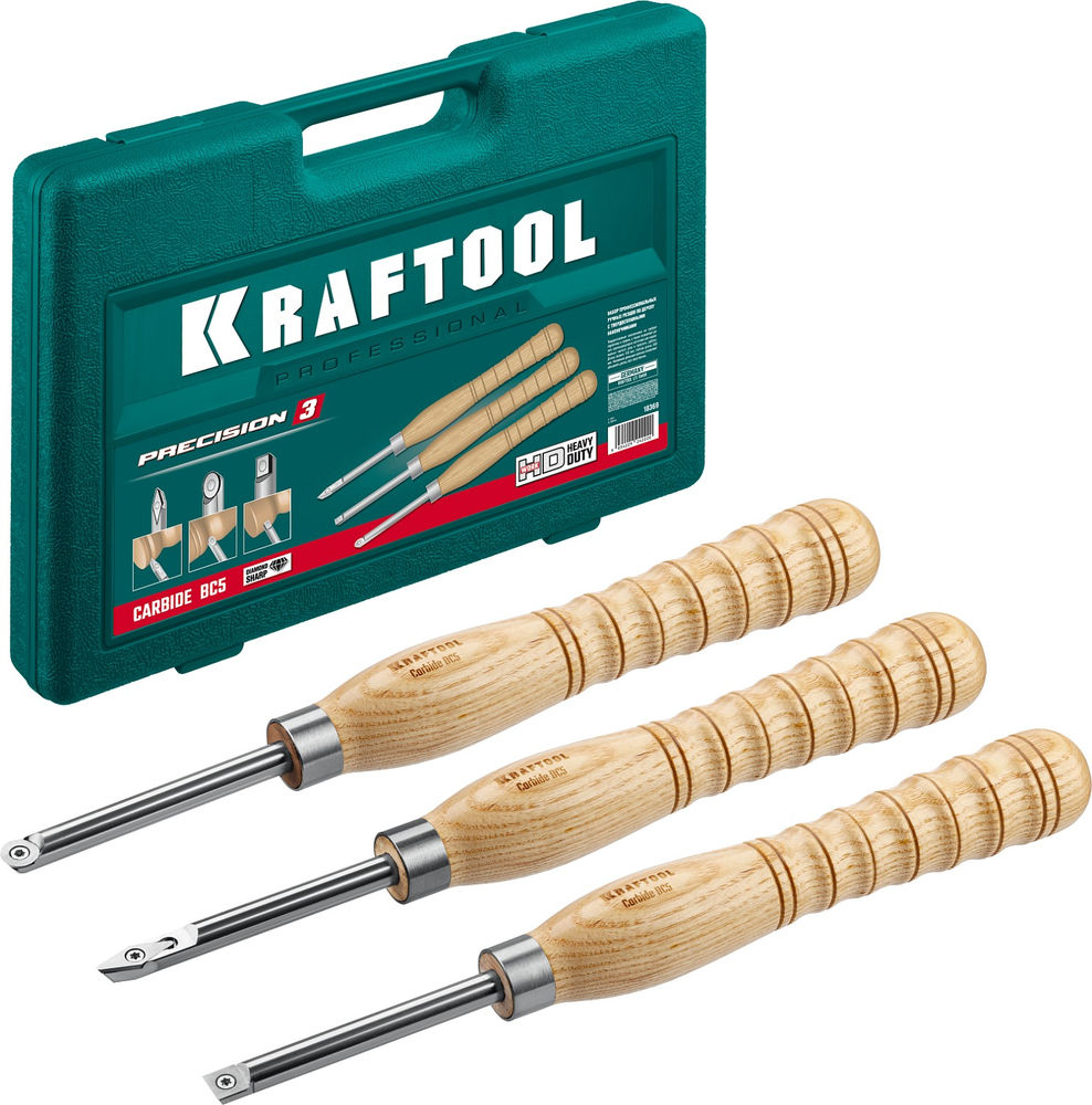 Набор ручных резцов по дереву Precision-3, 3 предм. KRAFTOOL 18369