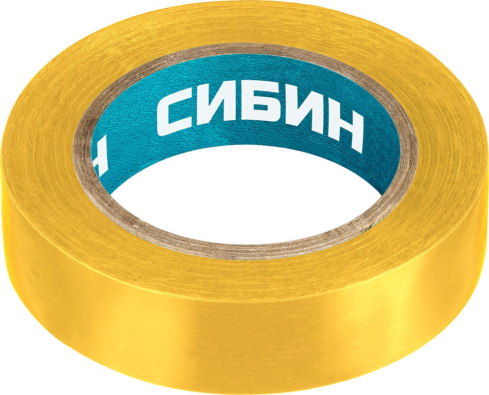 Изолента ПВХ 15 мм х 10 м, 5 000 В, желтая СИБИН 1235-5