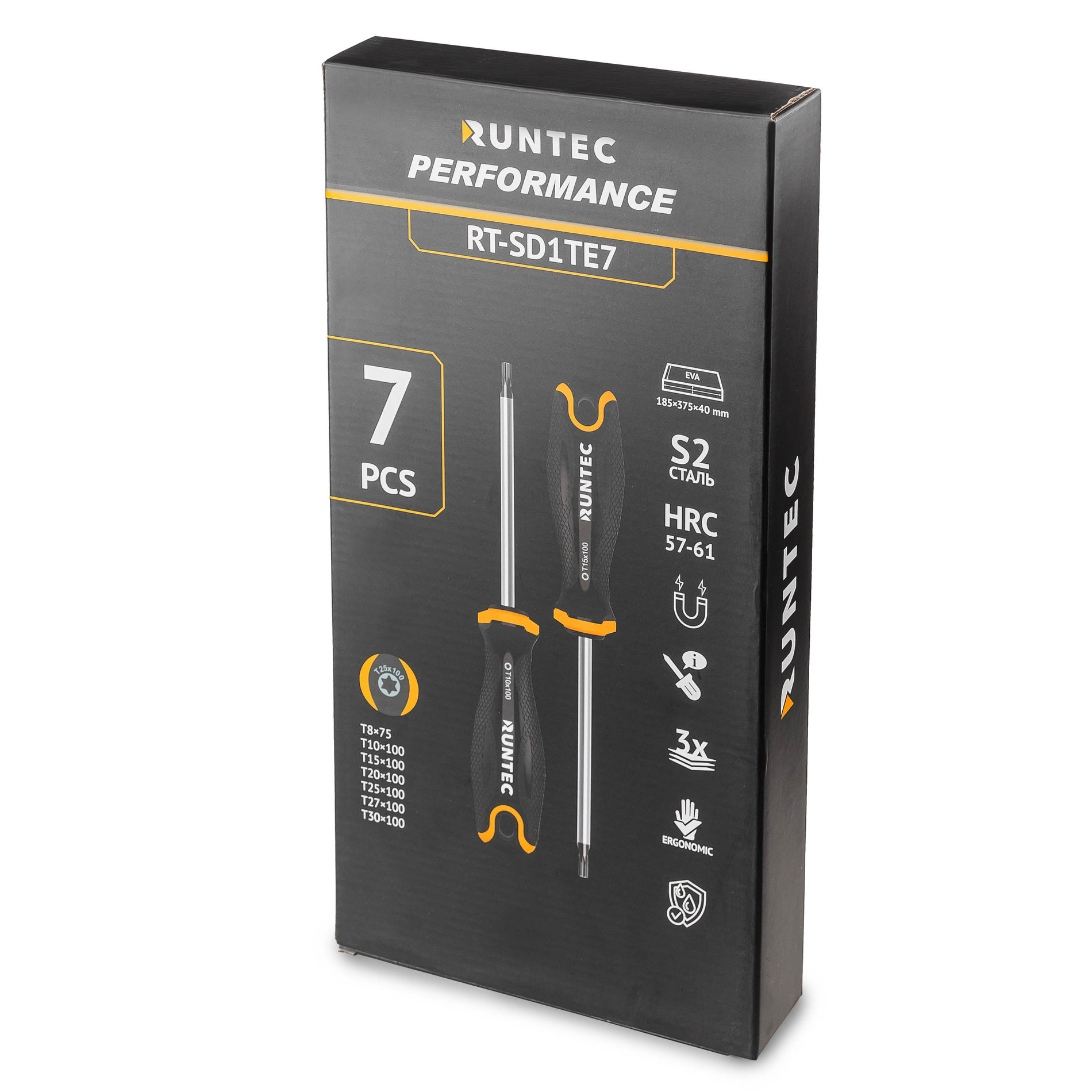 Набор отверток S2 TORX в ложементе EVA, 7 предметов RUNTEC RT-SD1TE7
