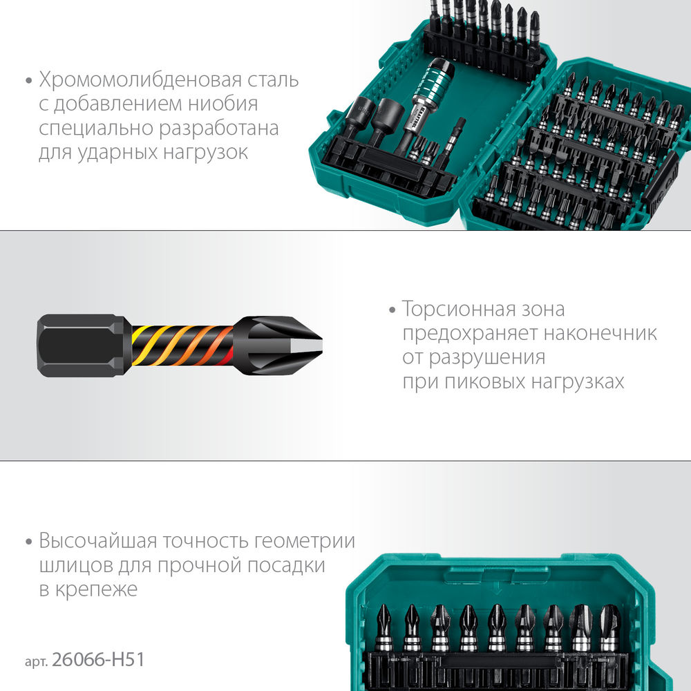Набор ударных бит Impact-51, 51 шт KRAFTOOL 26066-H51