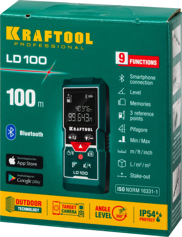 Дальномер лазерный 5 см - 100 м LD-100 KRAFTOOL 34765