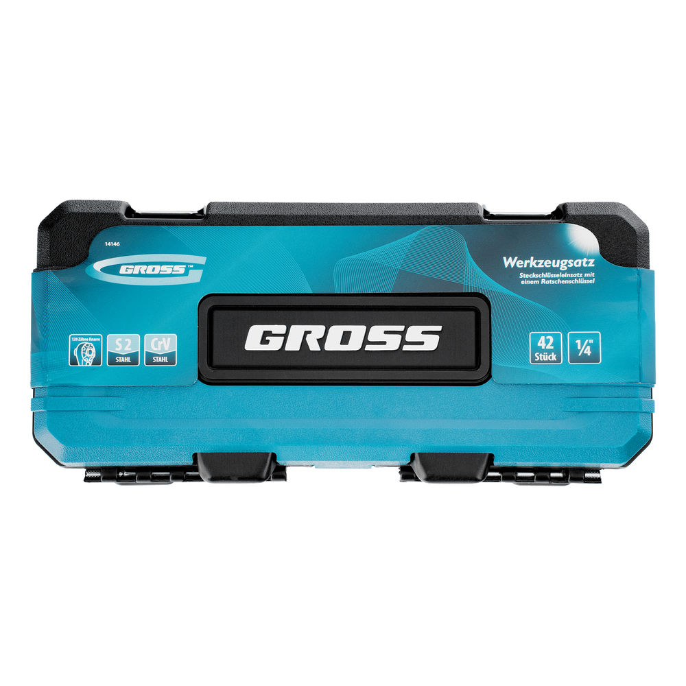 Набор инструментов, 1/4, CrV, 120 зубьев, 42 предмета Gross