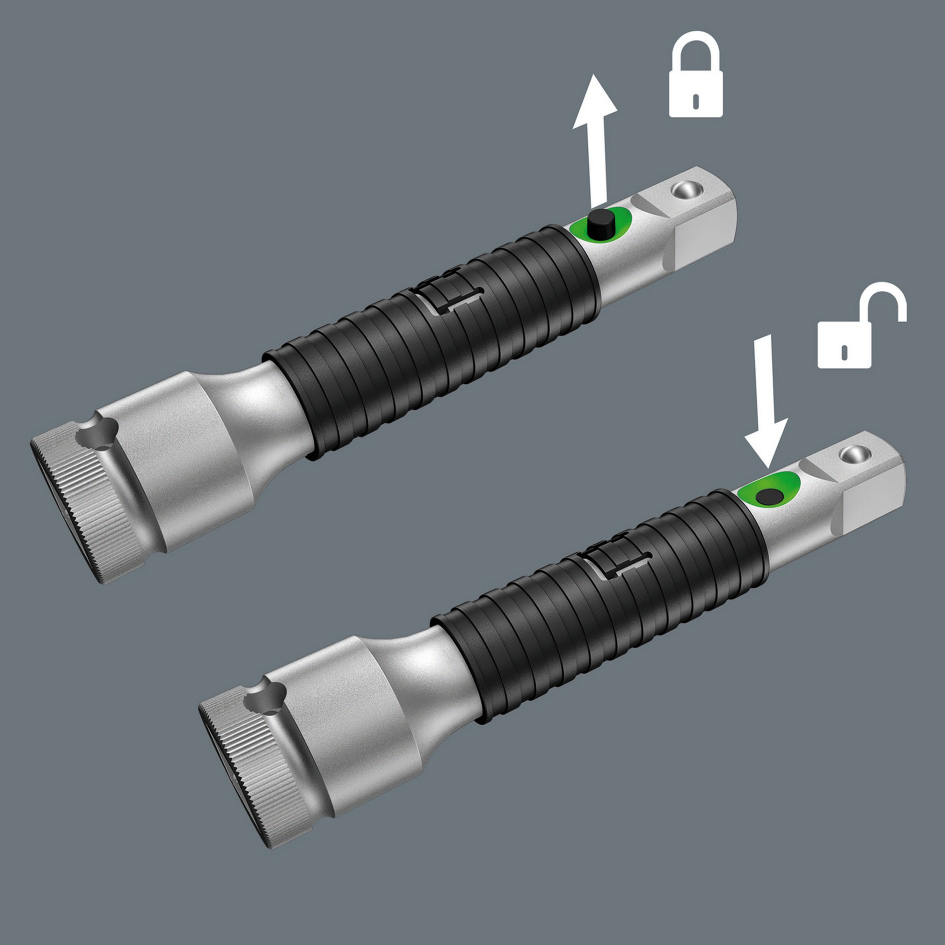 Удлинитель со стопором flexible-lock и гильзой свободного хода 1/4 x 75 мм Zyklop серия 8796 SA Wera WE-003530