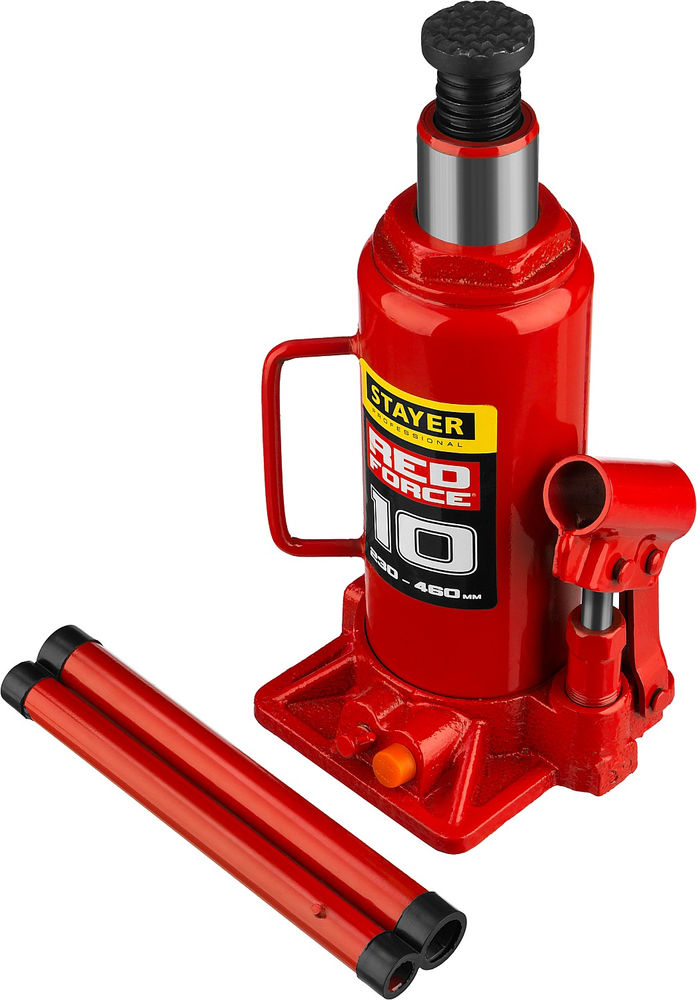 Домкрат бутылочный гидравлический 10 т, 230 - 460 мм RED FORCE Professional STAYER 43160-10