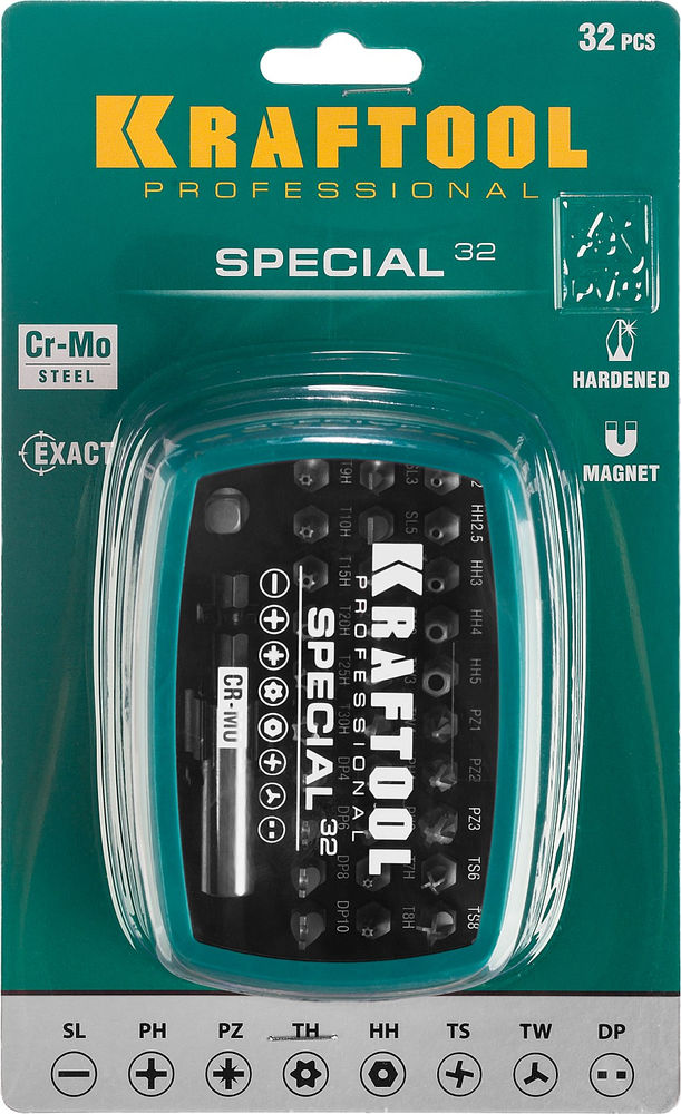 Набор специальных бит Special-32, с адаптером, 32 шт KRAFTOOL 2610-H32
