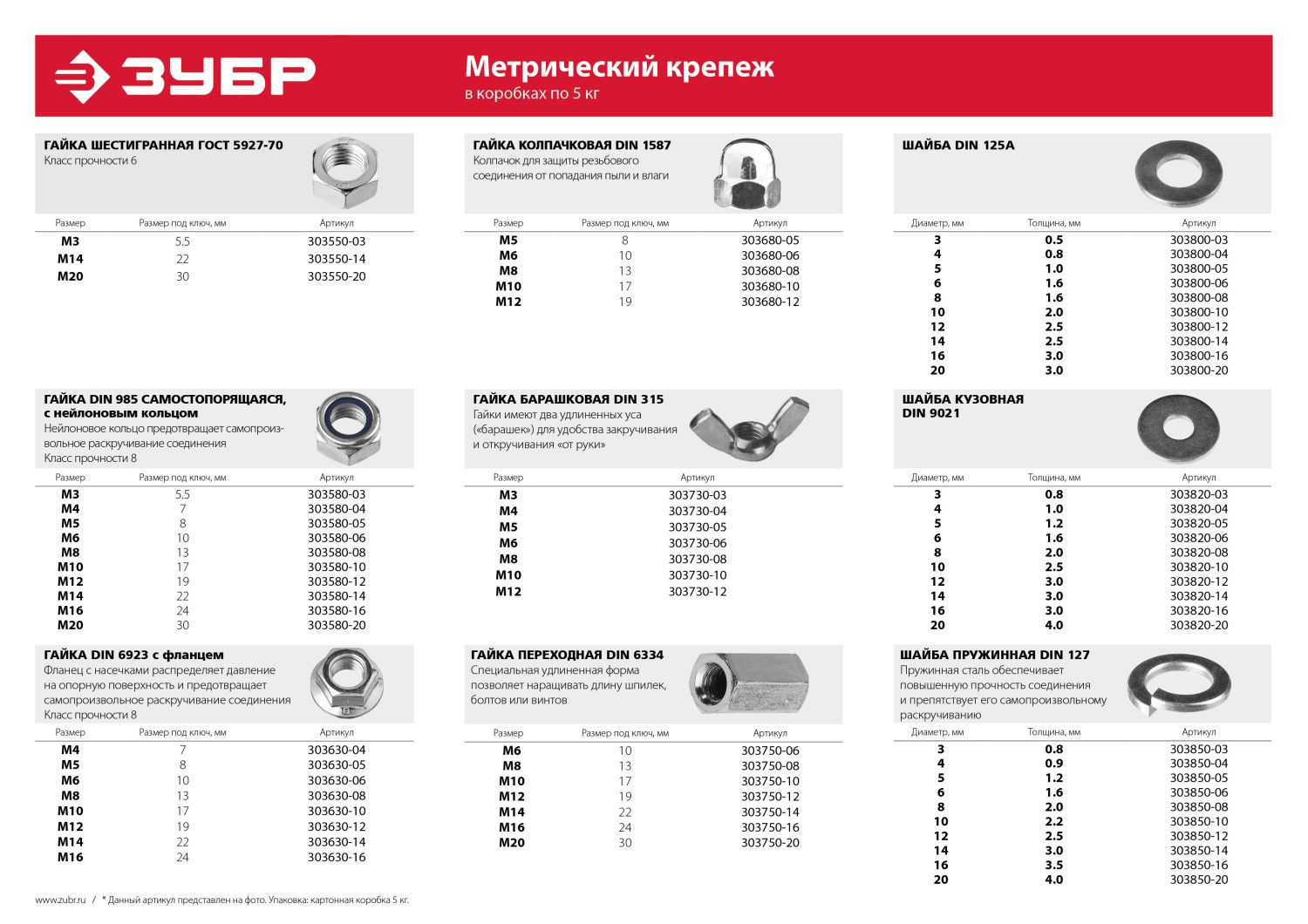 ЗУБР DIN 125А, 6 мм, цинк, 5 кг, шайба (303800-06)