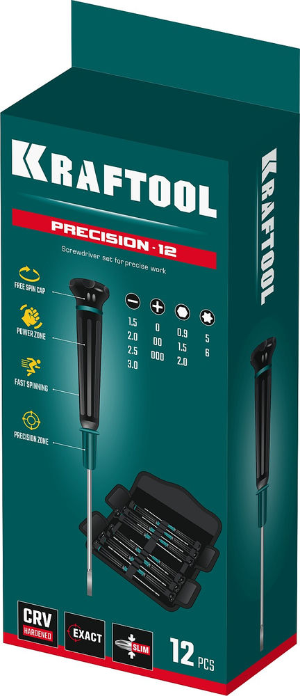 Набор отверток Precision-12, 12 предм., для точных работ KRAFTOOL 25689