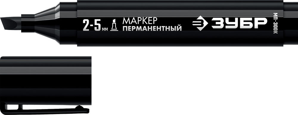 Перманентный маркер клиновидный МП-300К черный, 2-5 мм ЗУБР 06323-2