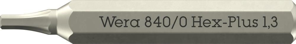 840/0 Micro Hex-Plus Бита с внешним шестигранником, HEX 1.3 x 30 мм, хвостовик шестигранный 5/32 C4.0 (4 мм) (WE-058109)