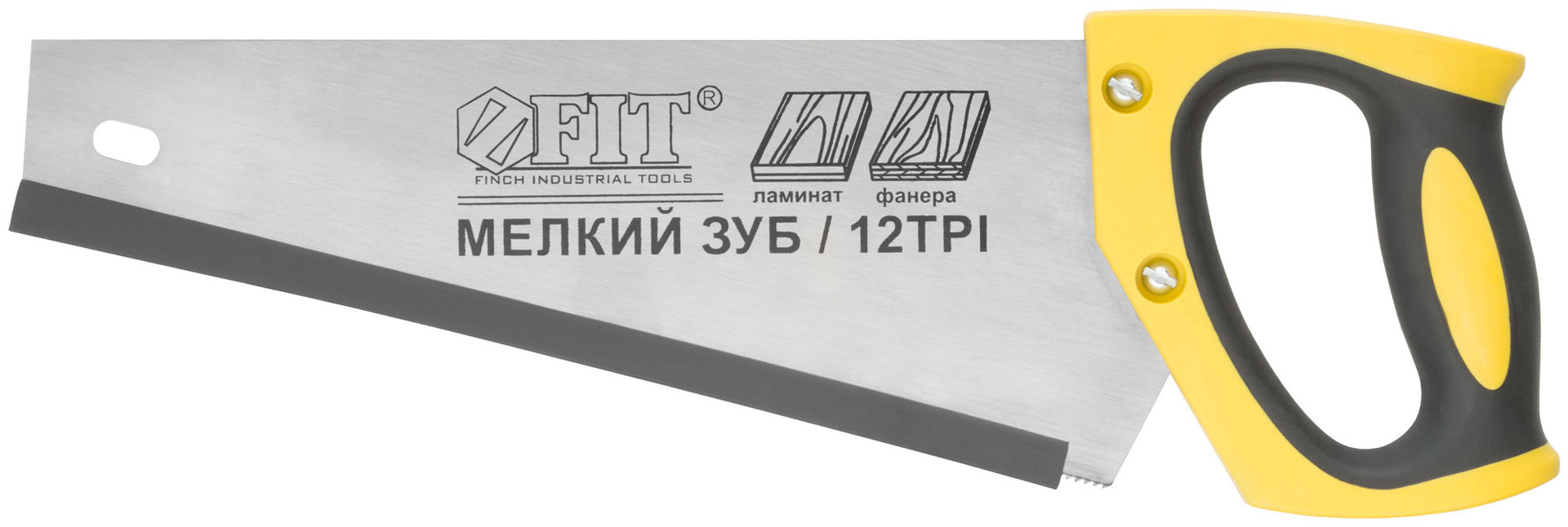 Ножовка по ламинату, мелкий каленый зуб 12 ТPI (шаг 2 мм), заточка, пласт.прорезиненная ручка 300 мм (40477)