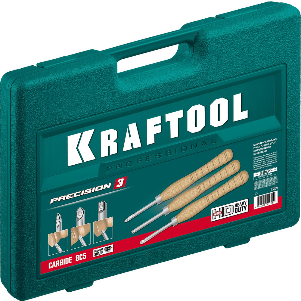 Набор ручных резцов по дереву Precision-3, 3 предм. KRAFTOOL 18369