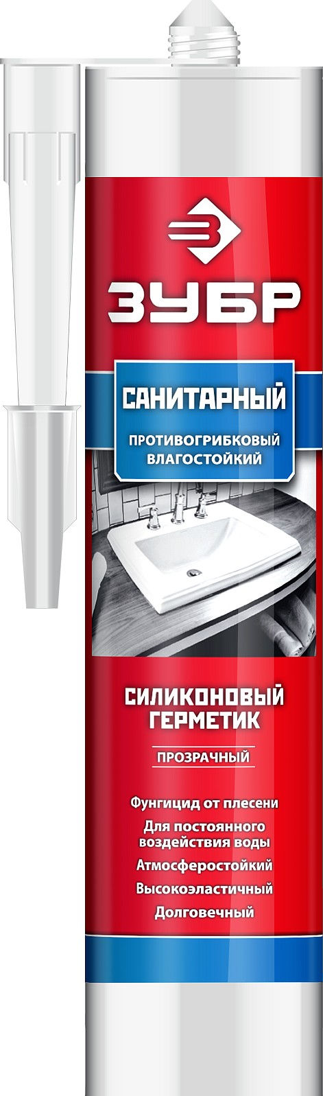 Герметик силиконовый санитарный 280 мл, прозрачный ЗУБР 41235-2