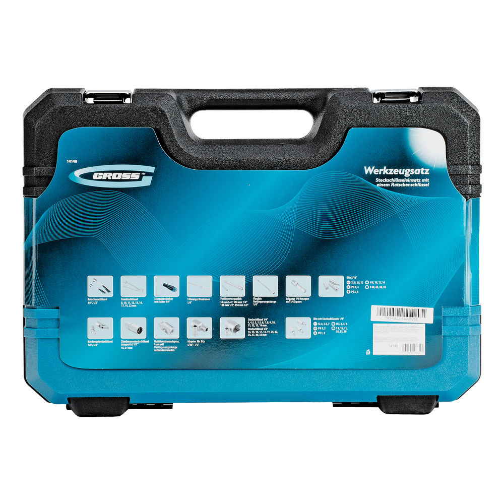 Набор инструментов, 1/4, 1/2, CrV, 120 зубьев, 82 предмета Gross