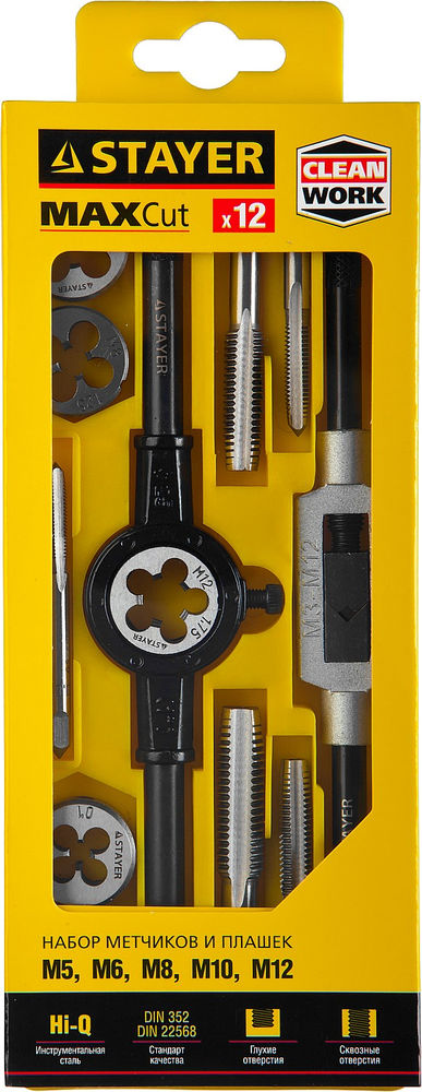 Набор метчиков и плашек 12 предмета MaXCut STAYER 28012-H12