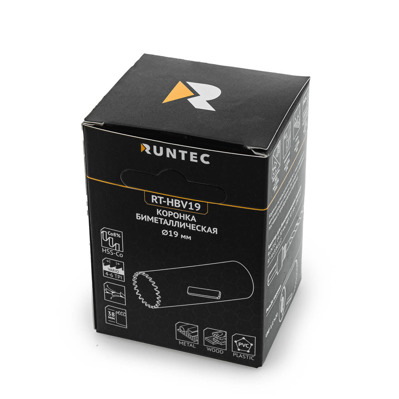 Коронка биметаллическая 19 мм BiM HSS-Co8, 4-6 TPI RUNTEC RT-HBV19
