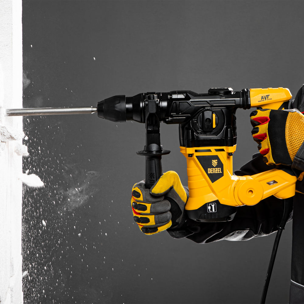 Перфоратор электрический RHV-1250-30, SDS-plus, 1250 Вт, 5 Дж, 3 плюс 1 режим Denzel (26612)