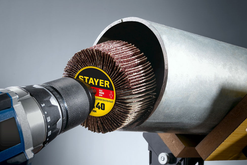Круг шлифовальный лепестковый d 50 x 20 мм, P320, на шпильке d 6 мм STAYER 36607-320