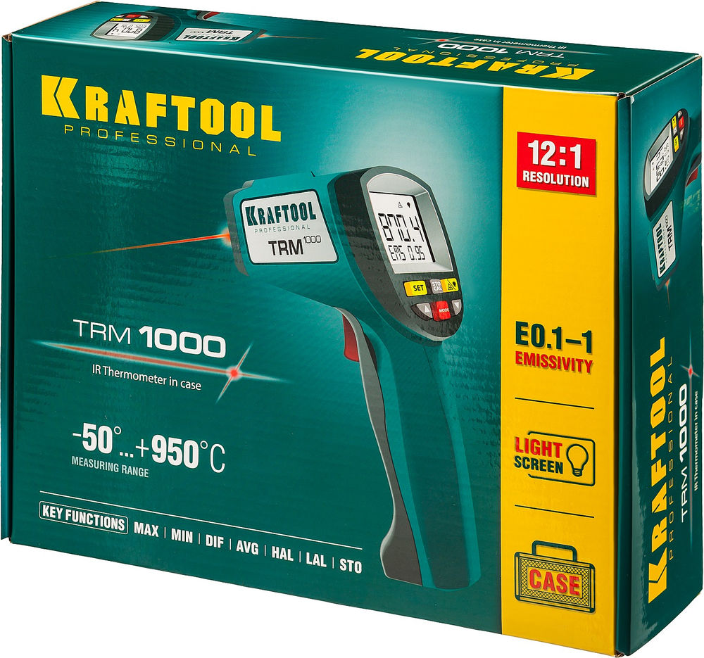 Пирометр инфракрасный TRM-1000, –50° +950°С KRAFTOOL 45703-950