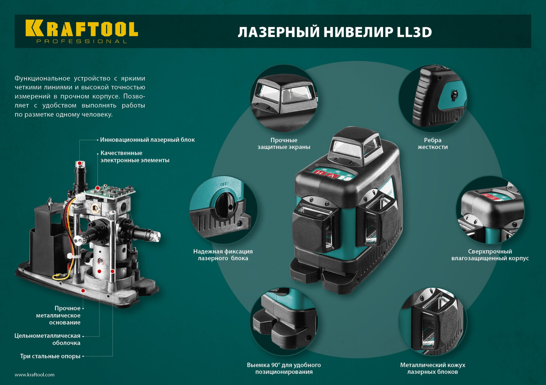 Лазерный нивелир LL 3D #3 KRAFTOOL 34640-3