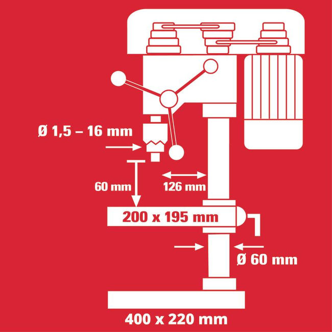 Станок сверлильный Einhell TC-BD 630/1, 630вт,250-2400/мин,патрон 16мм,МК2 (4520597)
