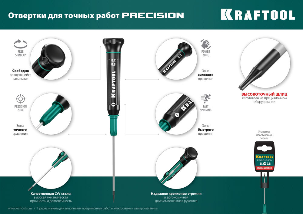 Отвертка для точных работ Precision PH000 KRAFTOOL 25682-000