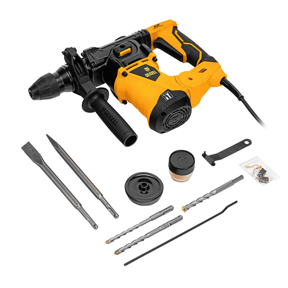 Перфоратор электрический RHV-1250-30, SDS-plus, 1250 Вт, 5 Дж, 3 плюс 1 режим Denzel (26612)