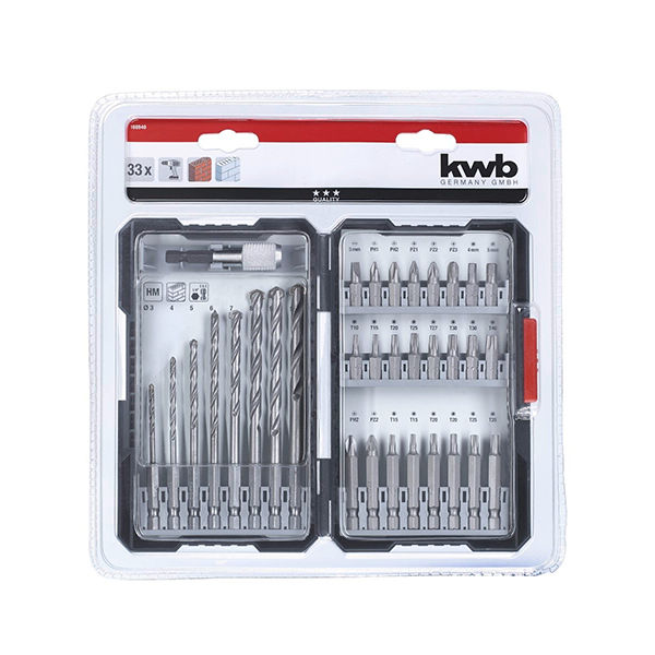 Набор бит, сверл kwb, 33 предмета, кейс (108940)