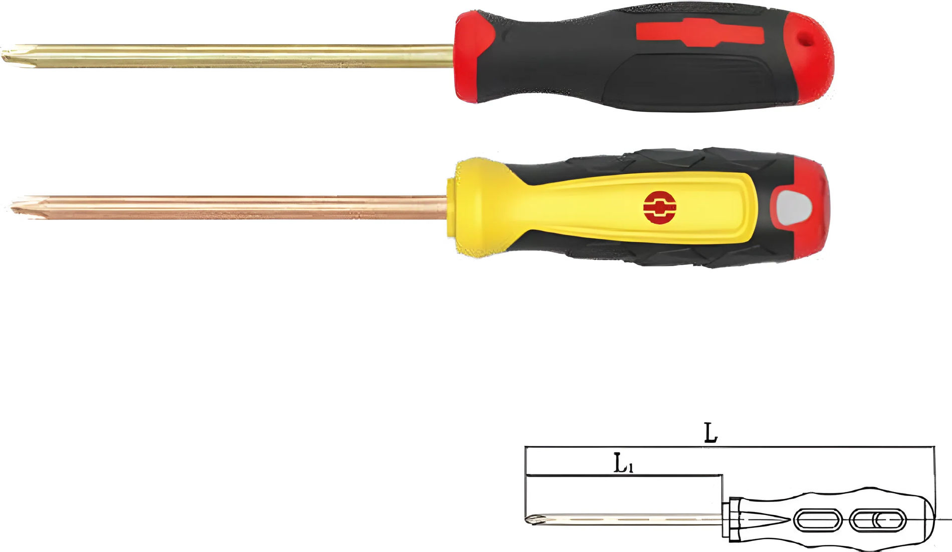 Отвертка крестовая PH 1х100 (общ.205мм) искробезопасный сплав BeCu 261-1006, HORTZ