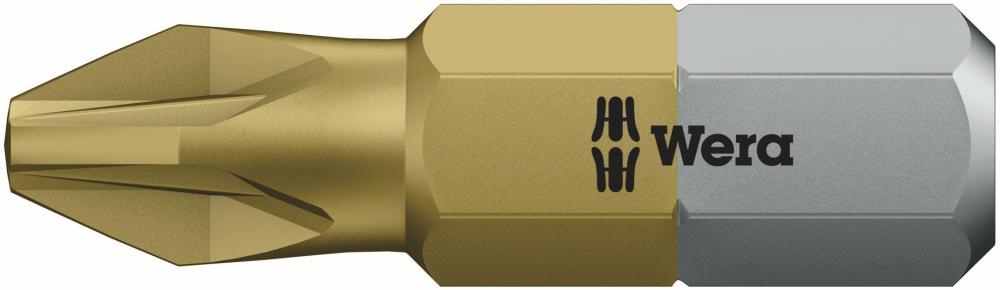 Бита PZ 2 x 25 мм сверхтвёрдая нитрид титана 1/4 C6.3 серия 855/1 TiN PZ Wera WE-480222