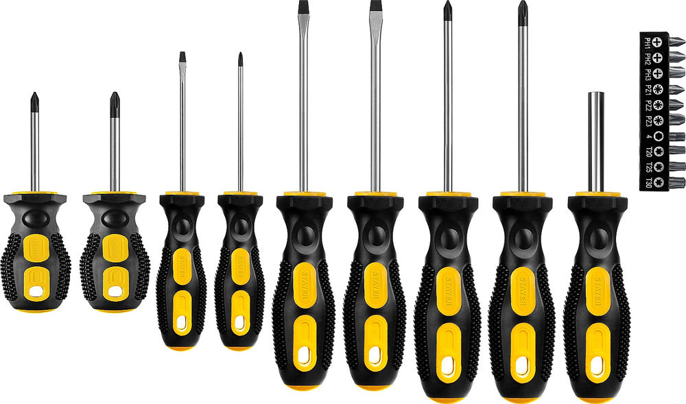 Отвертка-битодержатель с насадками 19 предм. Hercules-19 STAYER 2513-H19